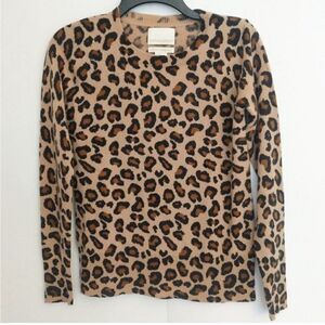 CYNTHIA ROWLEY Animal Print 2 Ply Cashmere Sweater